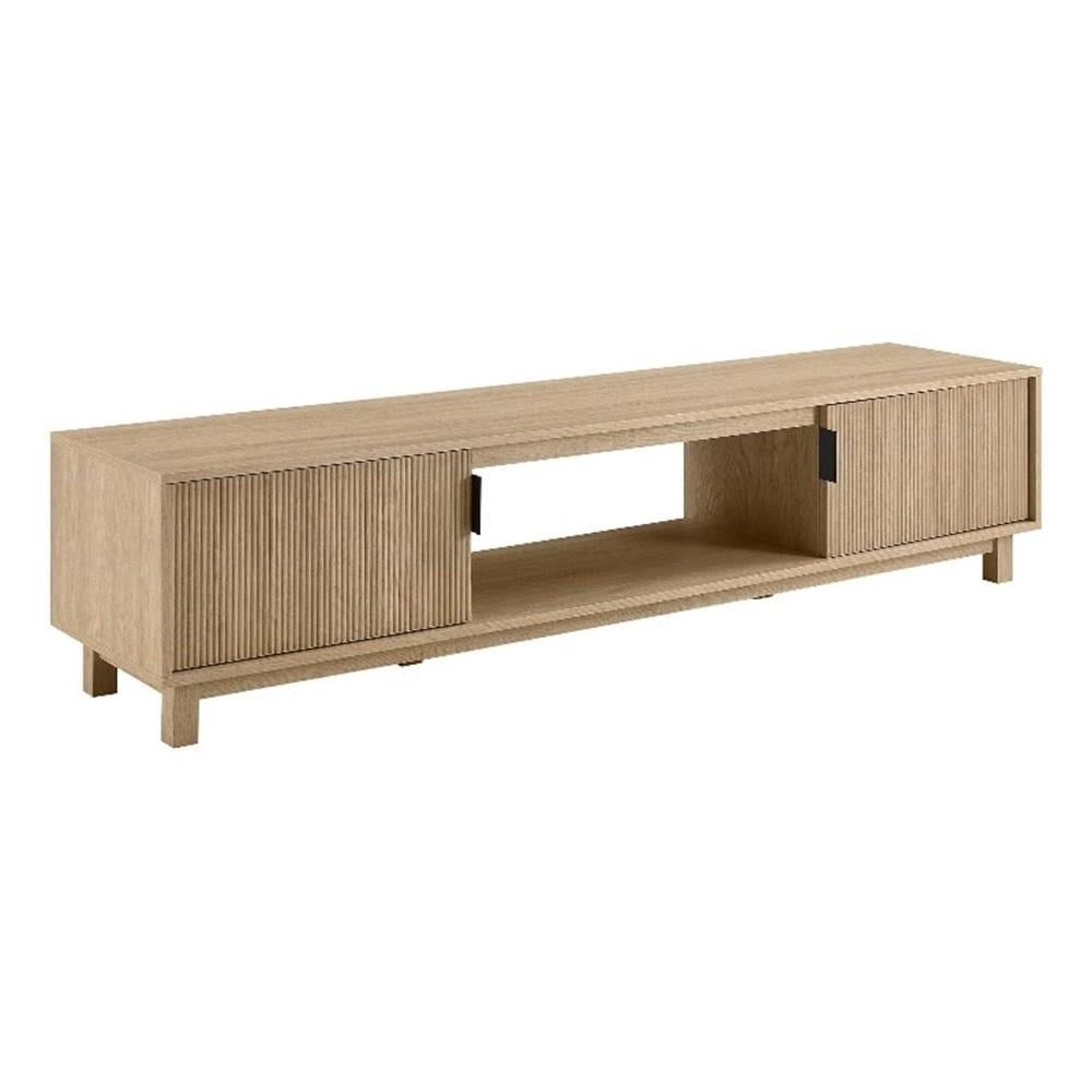 70" Coastal Oak Wood TV Stand with Reeded Doors