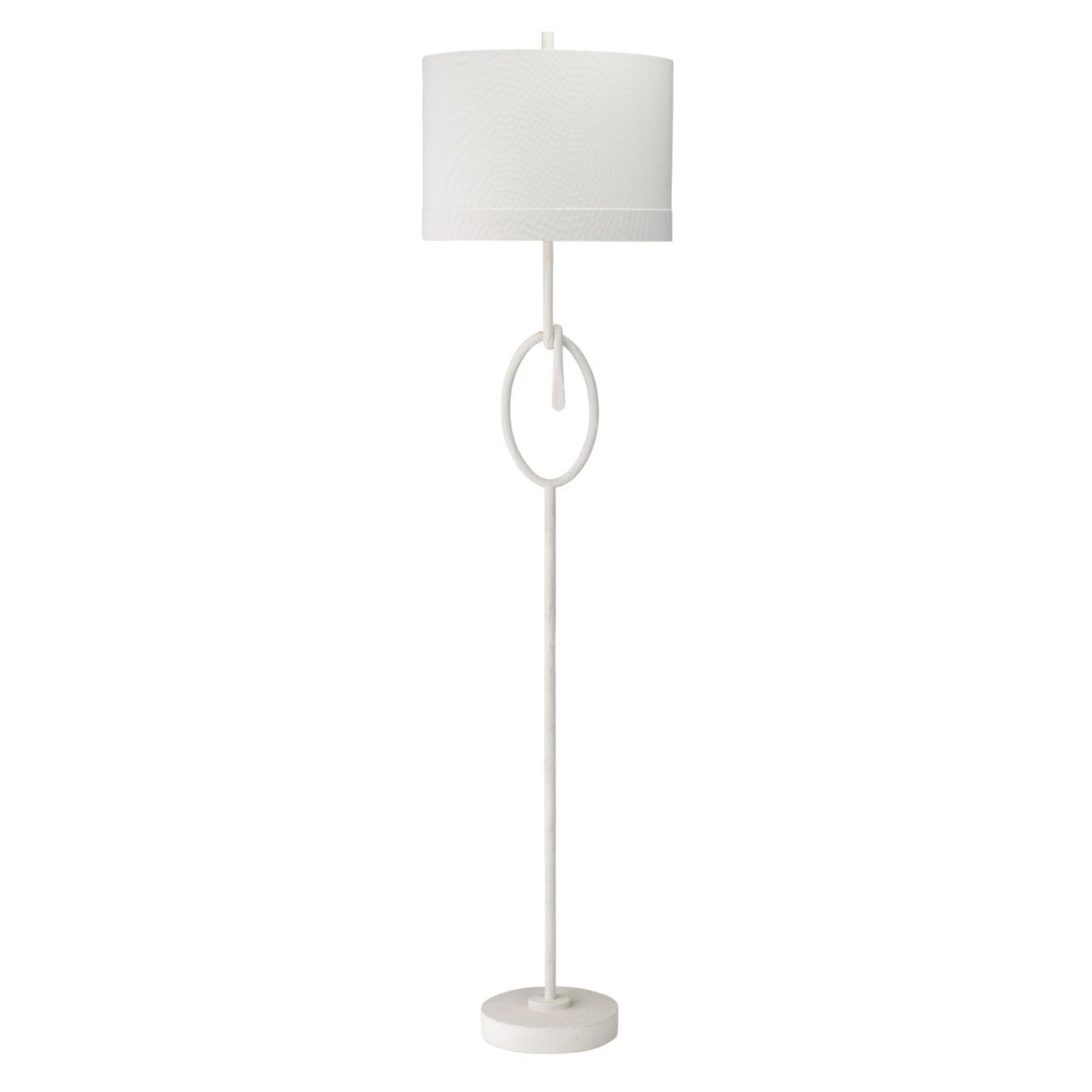 White Gesso Floor Lamp with Off White Linen Shade