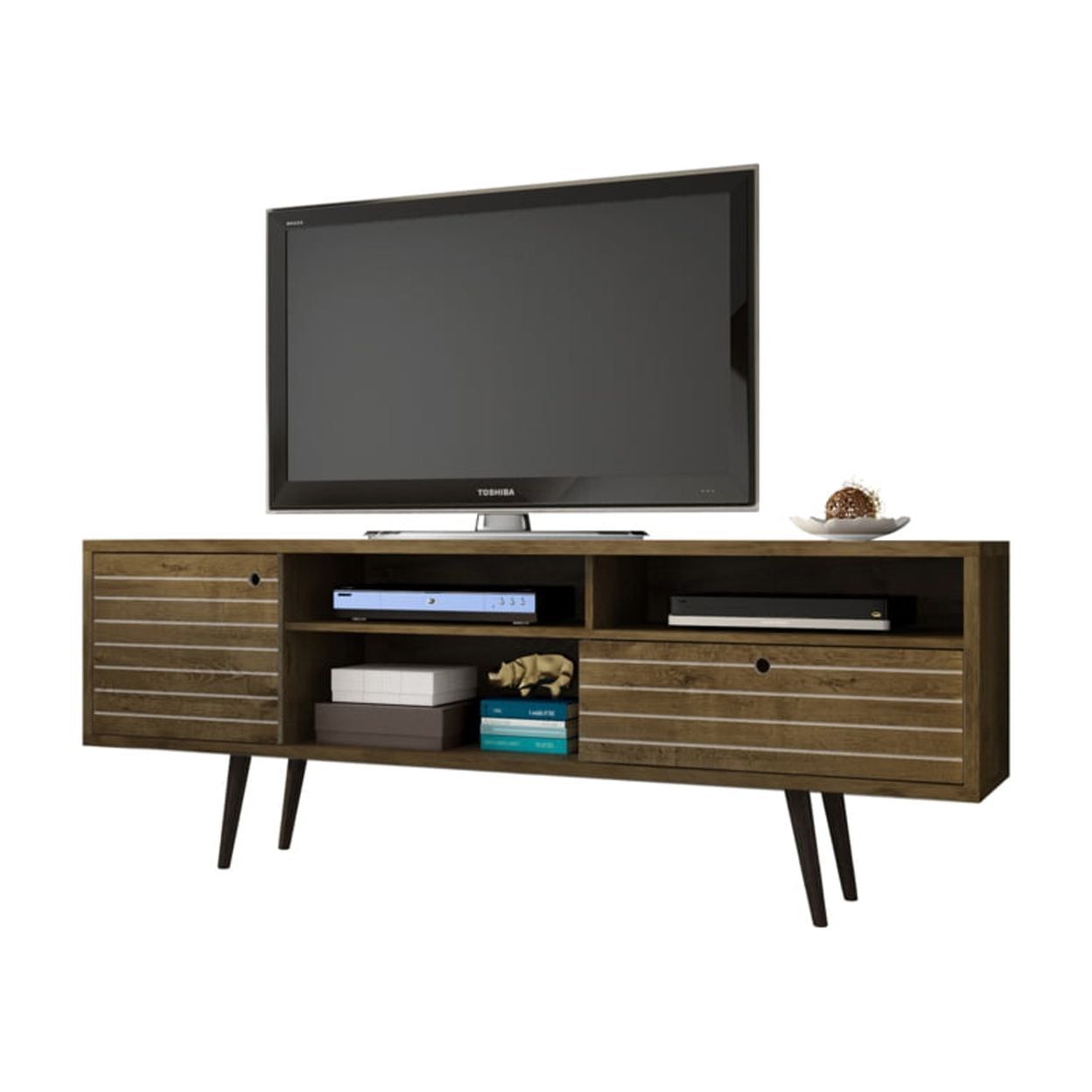 Liberty Rustic Brown Mid-Century Modern TV Stand with Storage