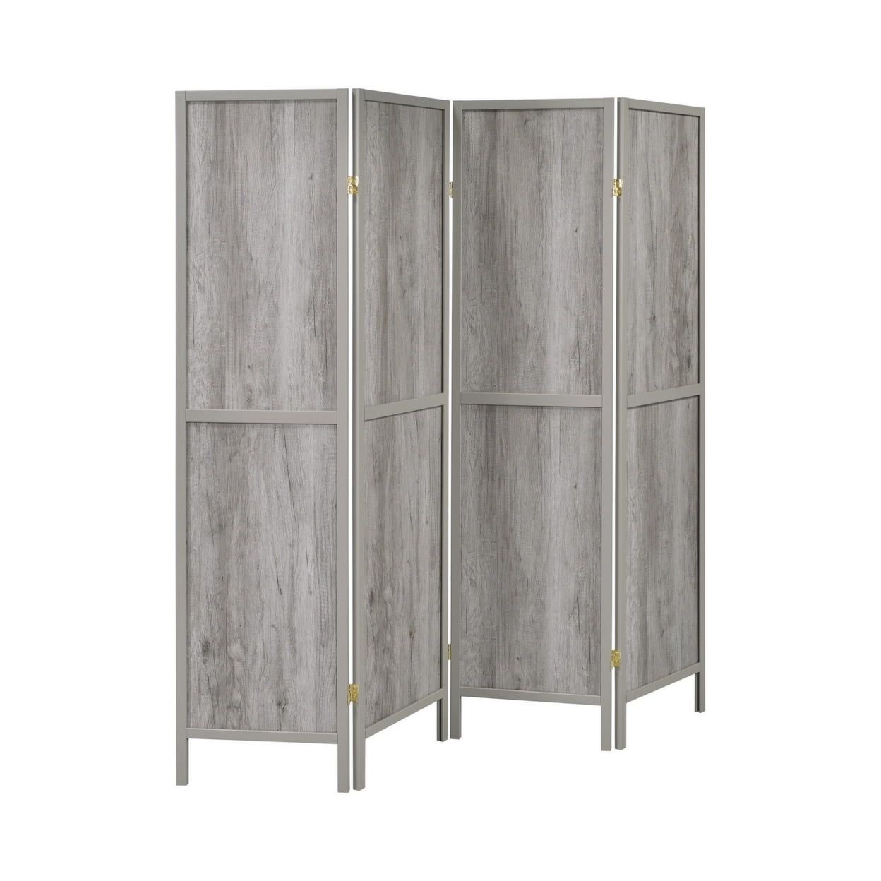 70 Inch Gray Wood 4 Panel Folding Screen Room Divider