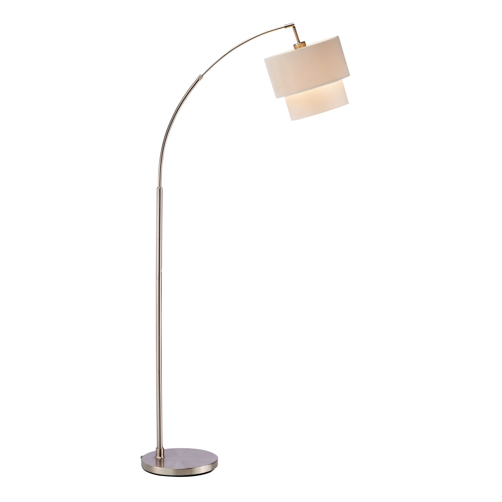 Brushed Steel Adjustable Arc Floor Lamp with 3-Way Switch