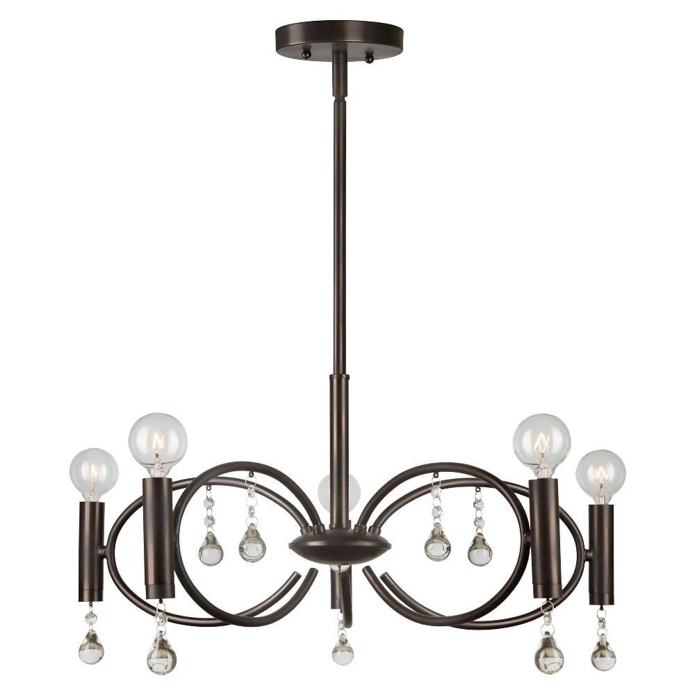 Falco Antique Bronze Crystal 5-Light Chandelier