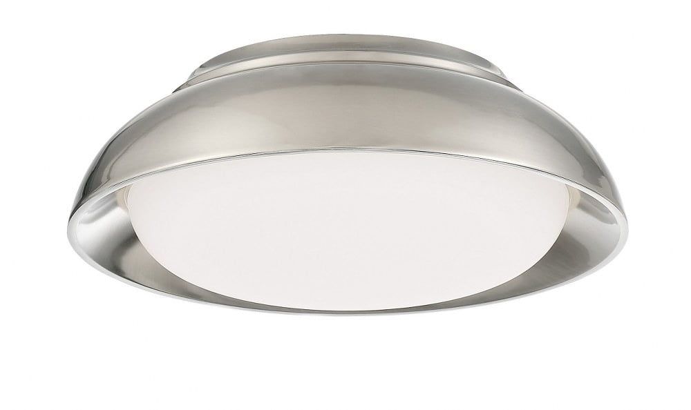 Modern Brushed Nickel LED Flush Mount with Acrylic Shade