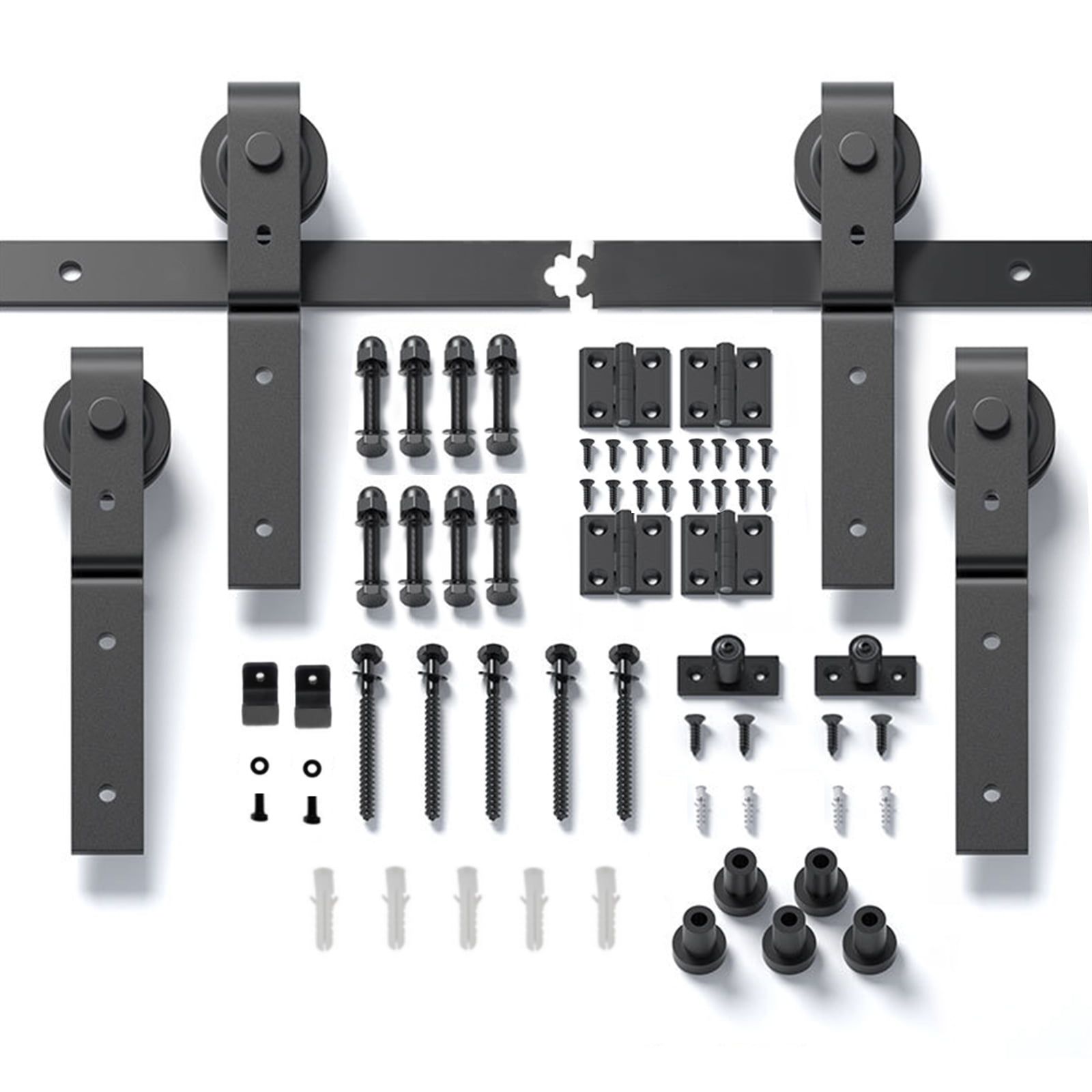 72-Inch Black Steel Bi-Fold Sliding Barn Door Hardware Kit