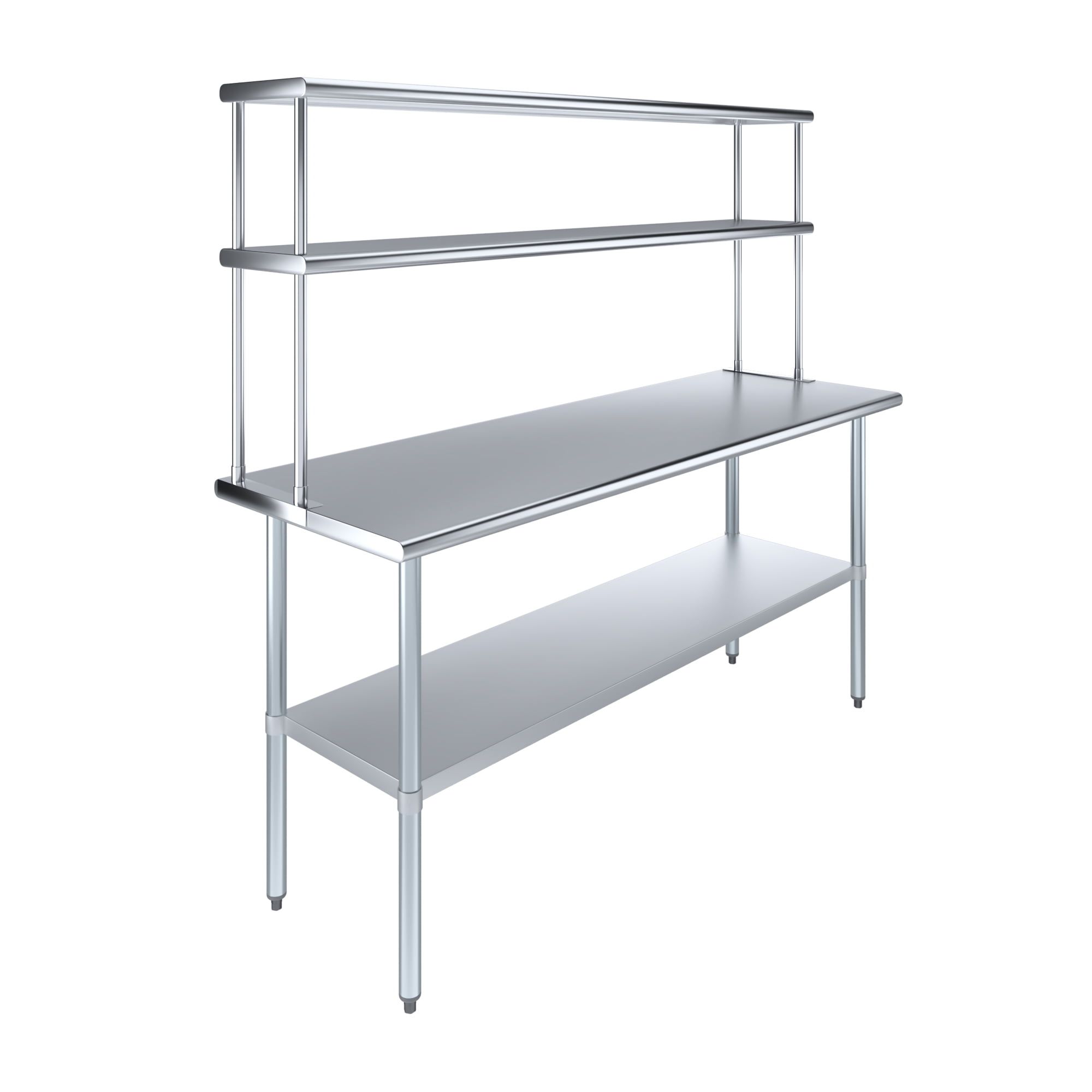 72" Stainless Steel Work Table with Double Tier Overshelf