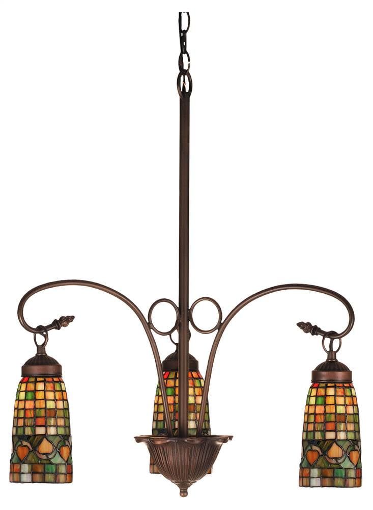 Autumn Harvest Honey 24" Bronze Crystal Acorn 3-Light Chandelier