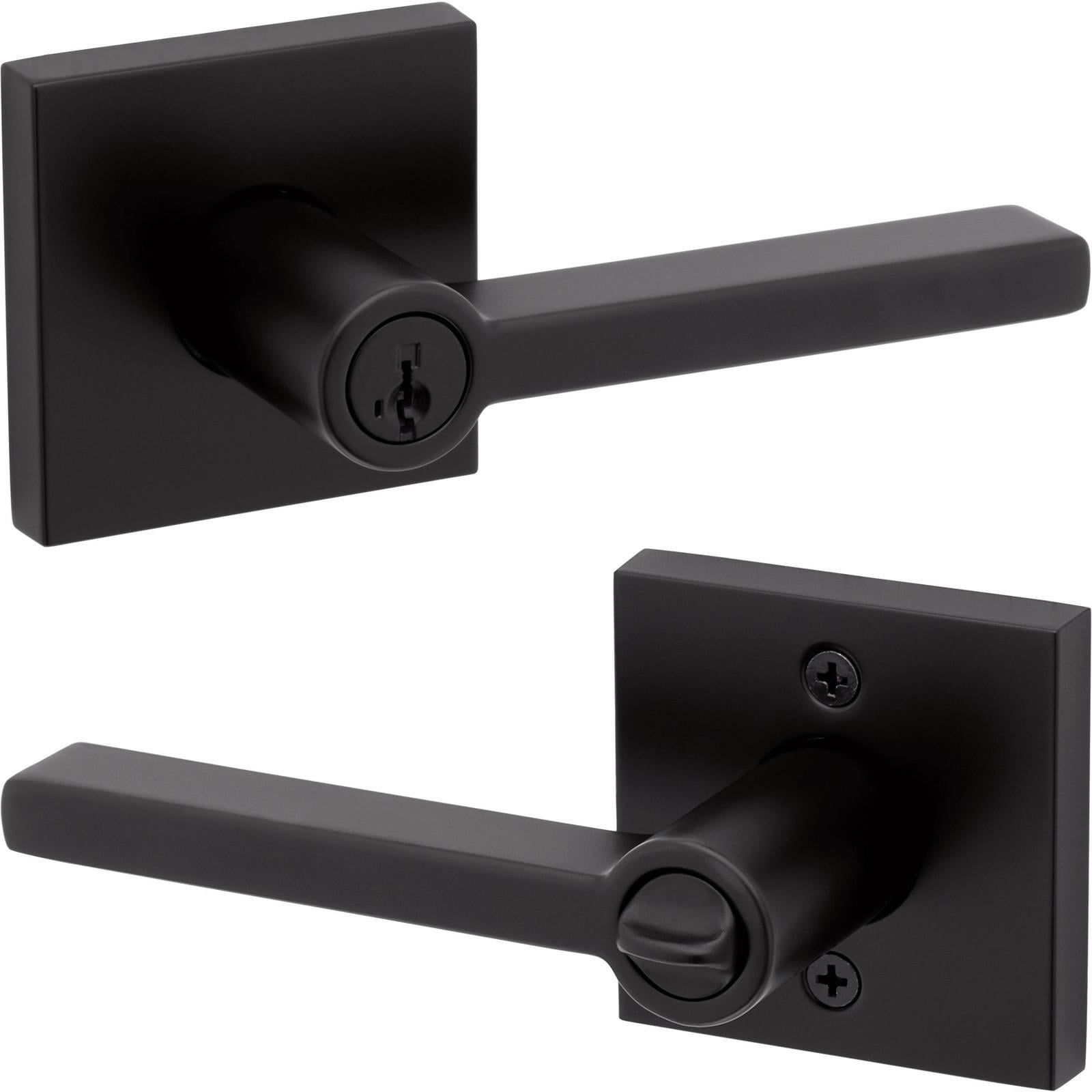 Halifax Matte Black Square Entry Door Knob