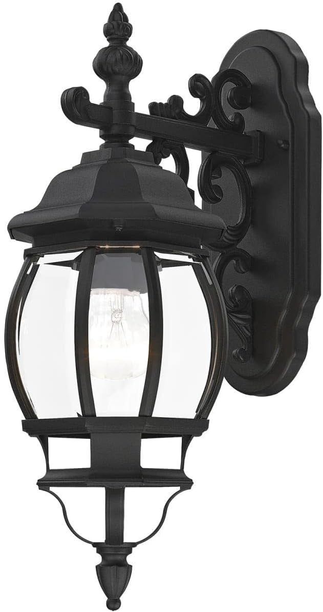 Black Aluminum Outdoor Wall Mount Lantern with Clear Glass