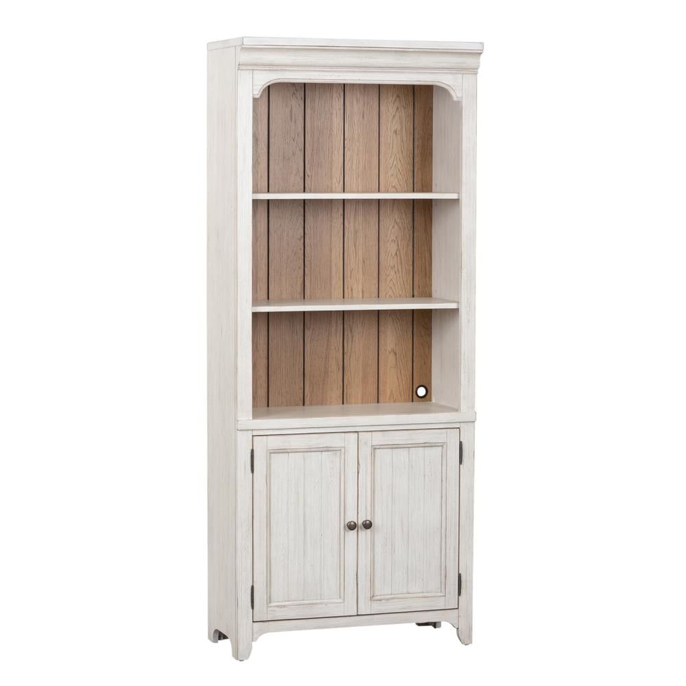 78 in. White and Chestnut Adjustable Farmhouse Bookcase