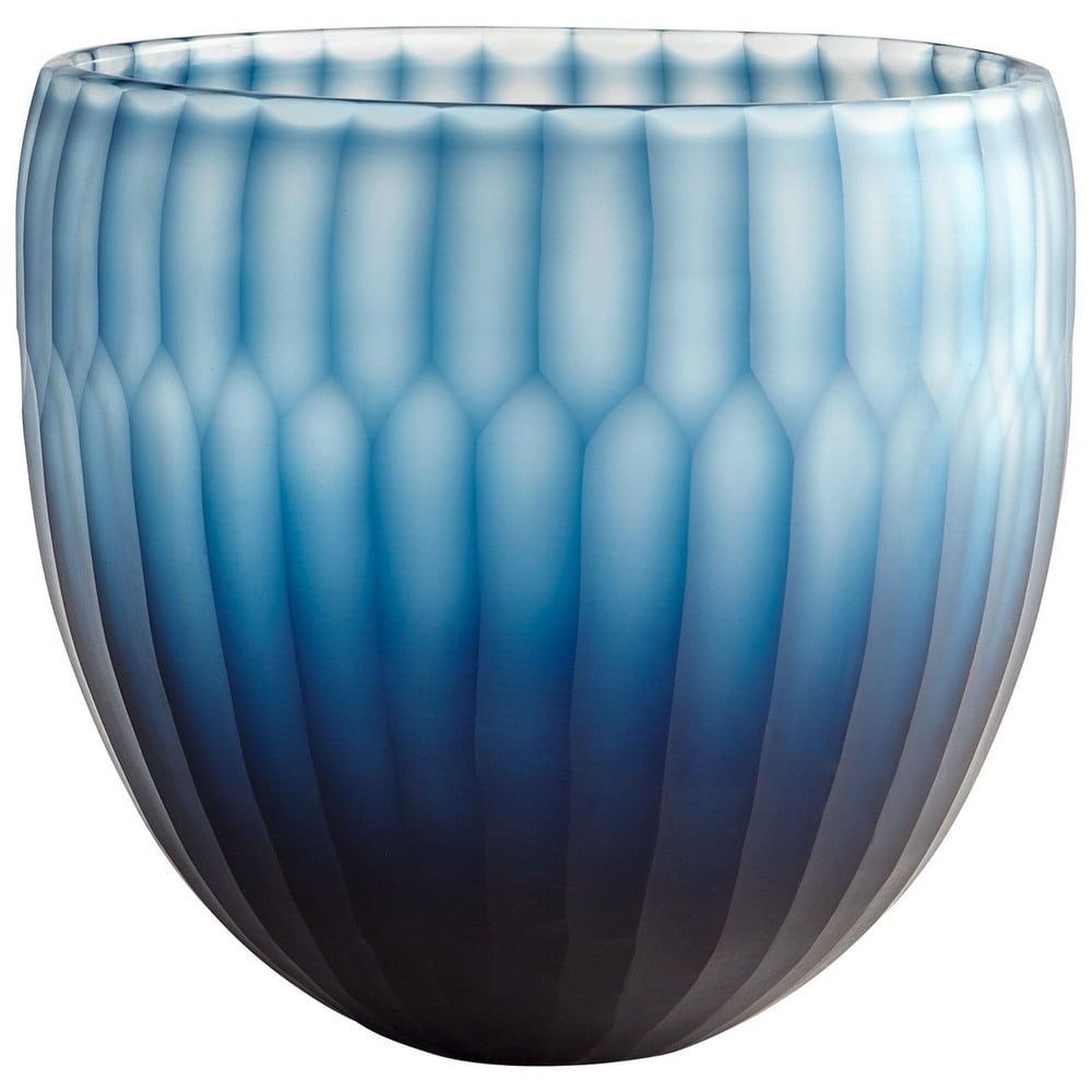 Large Ombre Blue Handcrafted Glass Tulip Bowl