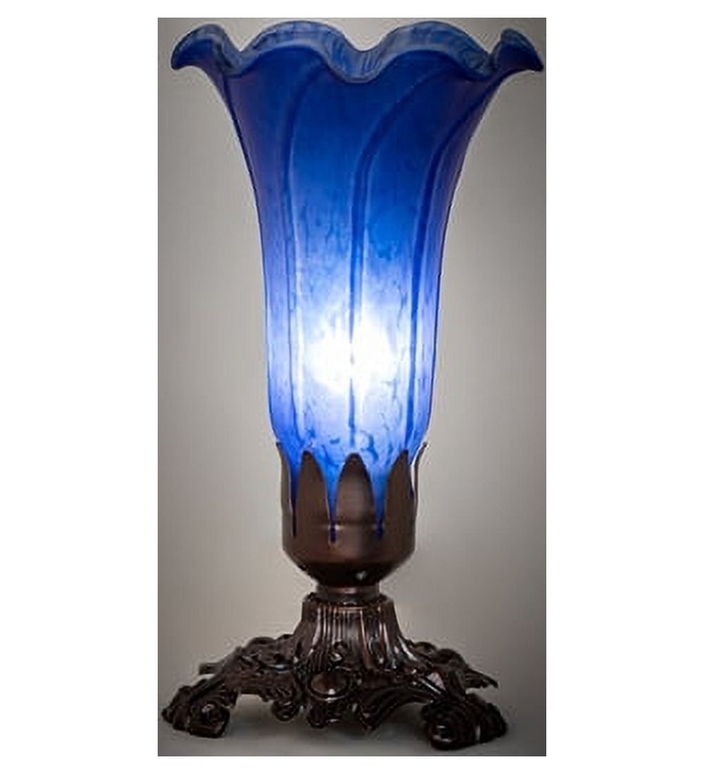 8" Indigo Blue Stained Glass Tiffany Accent Lamp