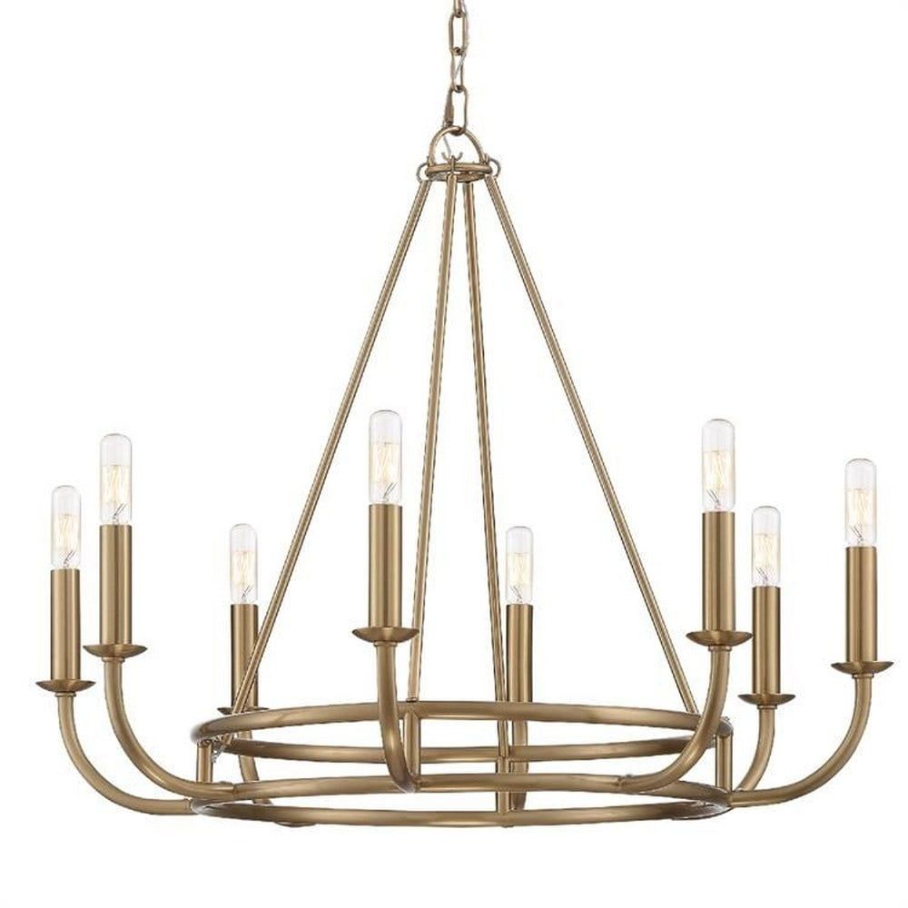 Bailey 8-Light Aged Brass and Crystal Chandelier