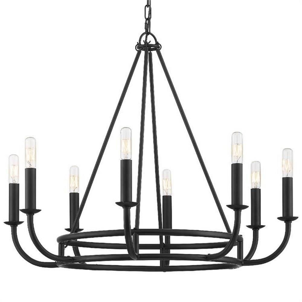 Bailey Matte Black 8-Light Industrial Chandelier