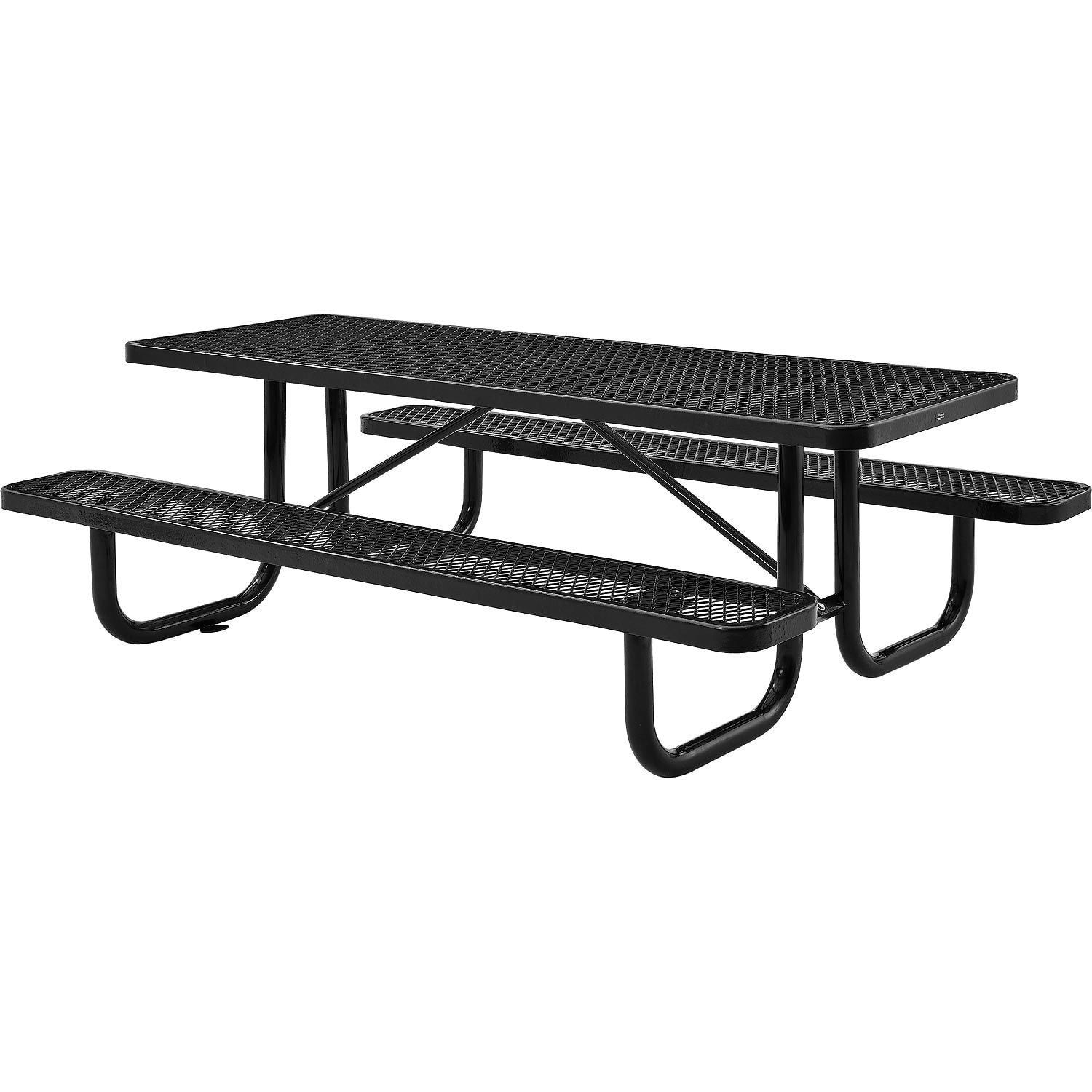 8' Black Metal Mesh Rectangular Picnic Table