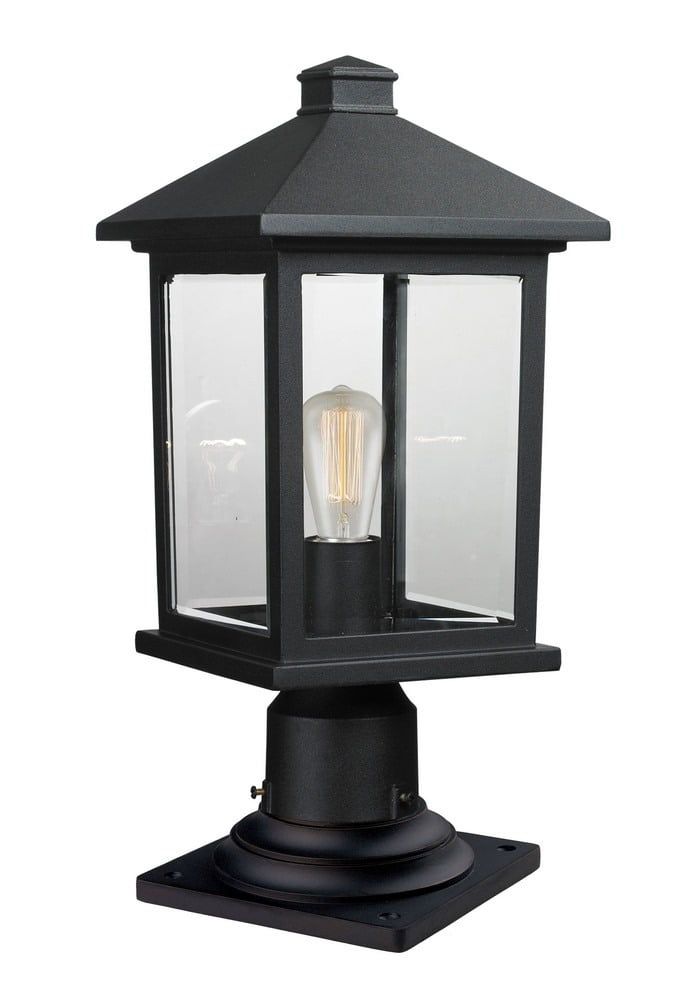 Portland Black Cast Aluminum 18" Outdoor Pier Mount Lantern