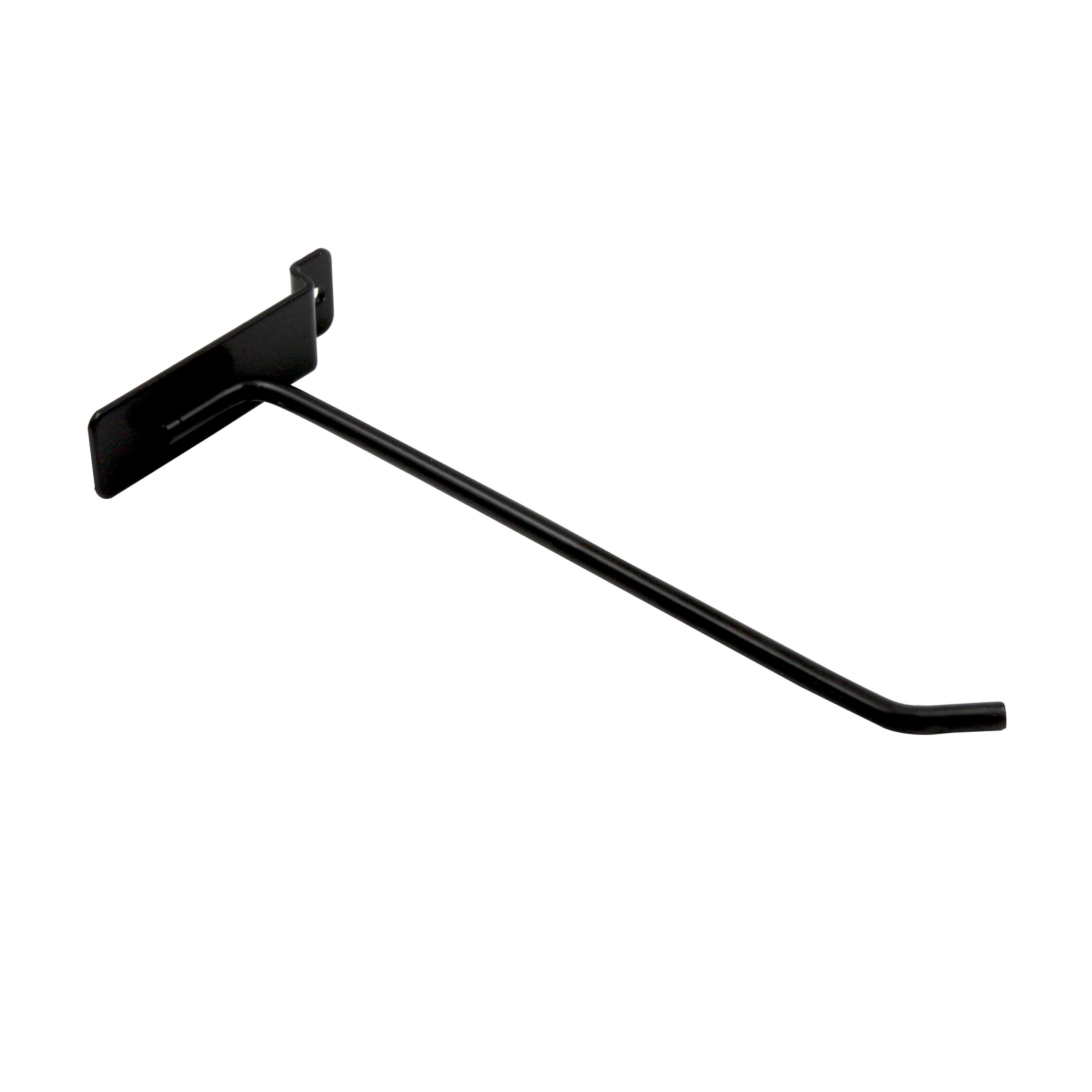 8-Inch Black Metal Slatwall Peg Hooks - Pack of 50