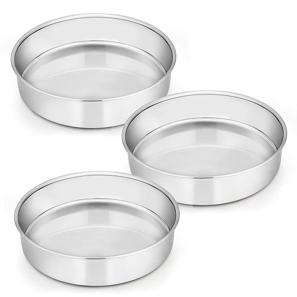 8 Inch Stainless Steel Round Cake Pan Set of 3