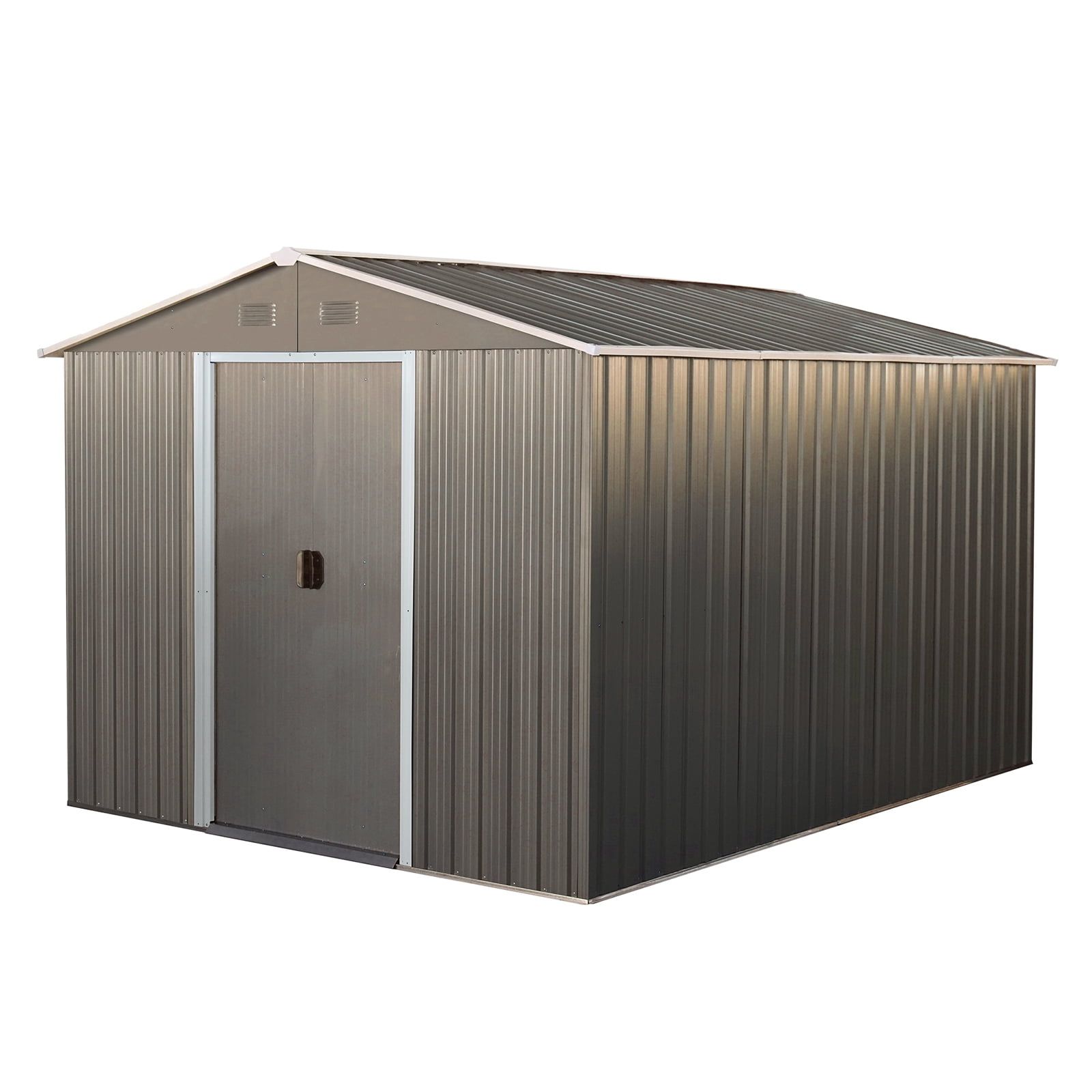 8' x 10' Gray Metal Outdoor Storage Shed with Lockable Door