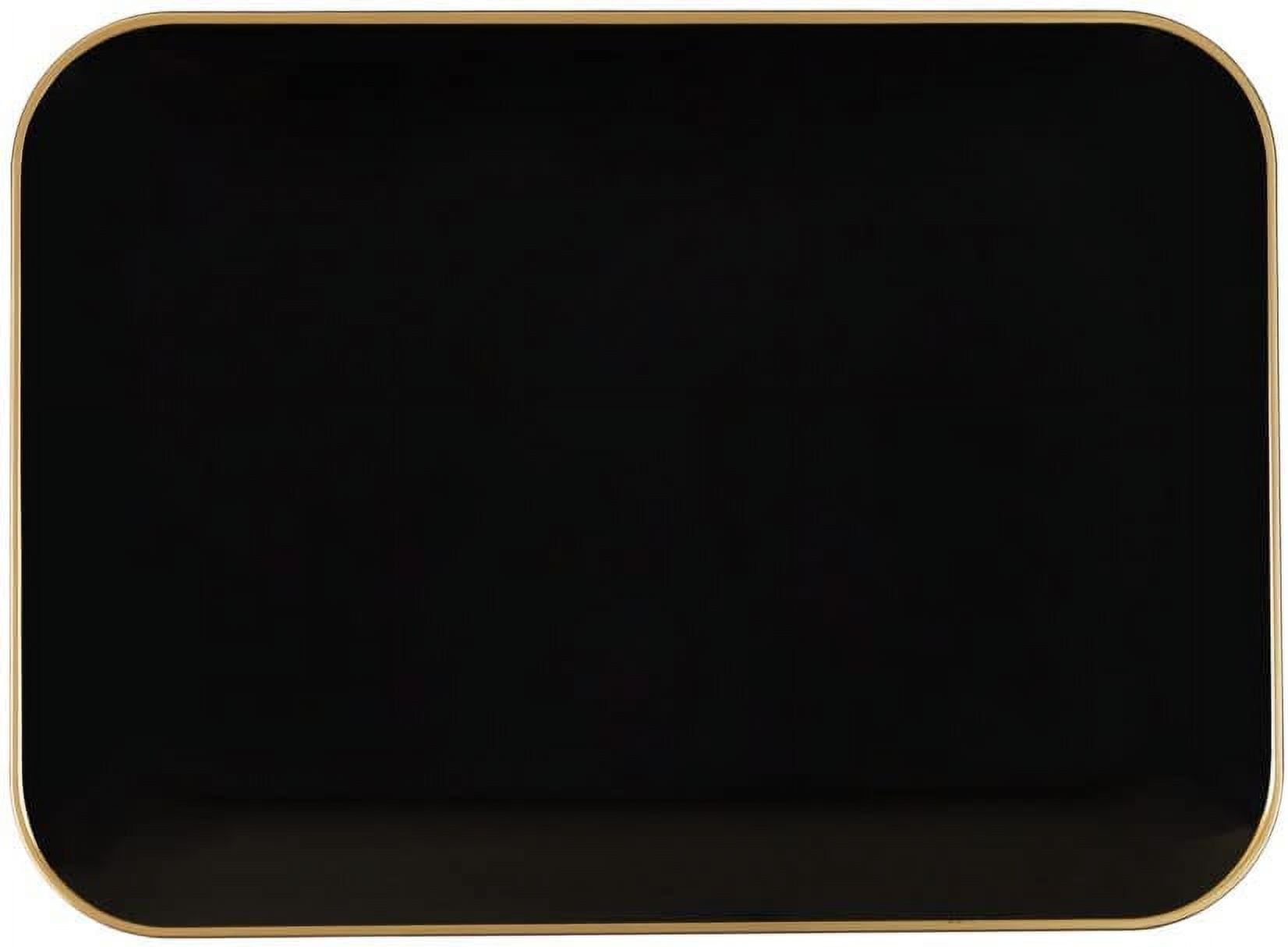 8" x 11" Black and Gold Rectangular Plastic Serving Tray