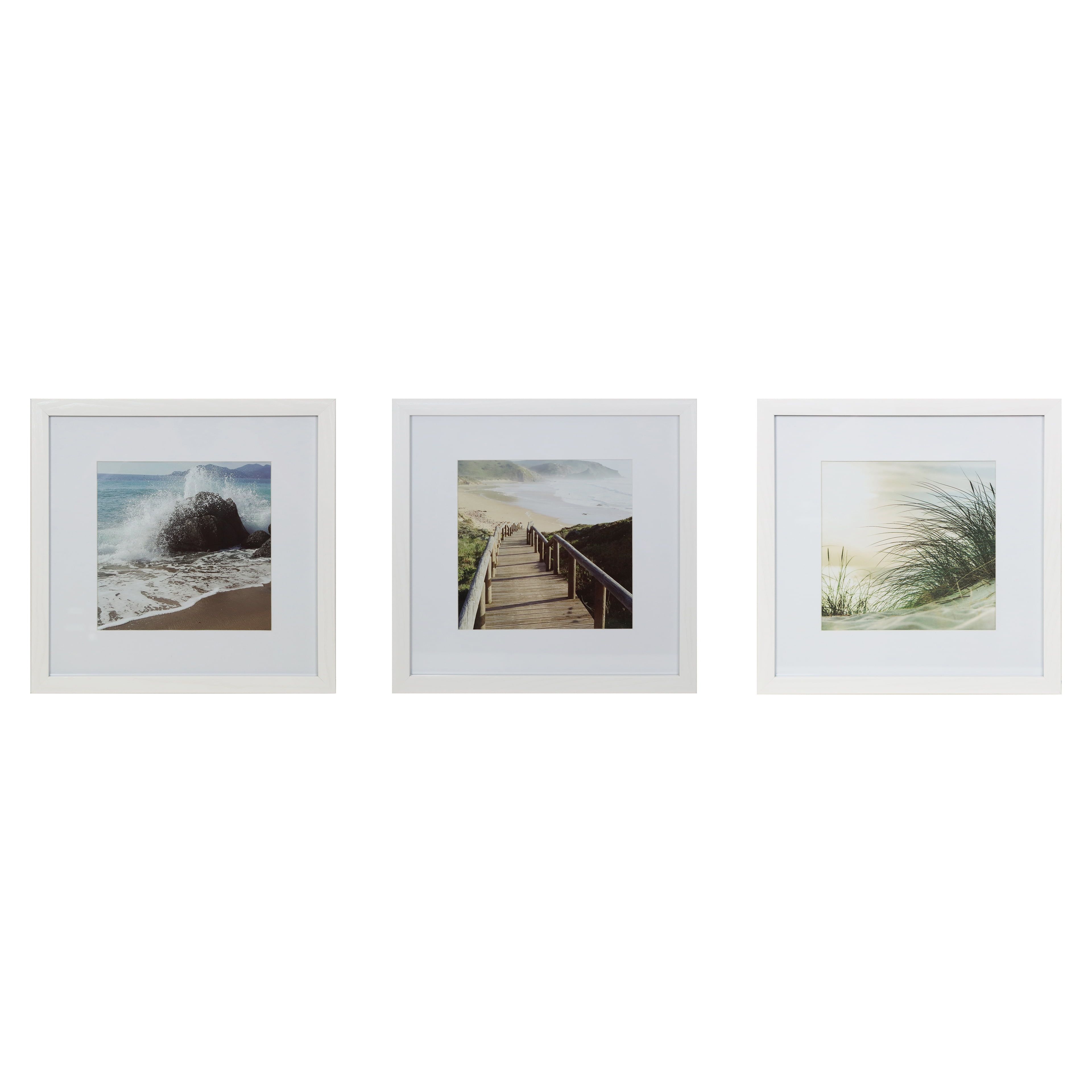 8" x 8" White Wood Wall Picture Frame Set