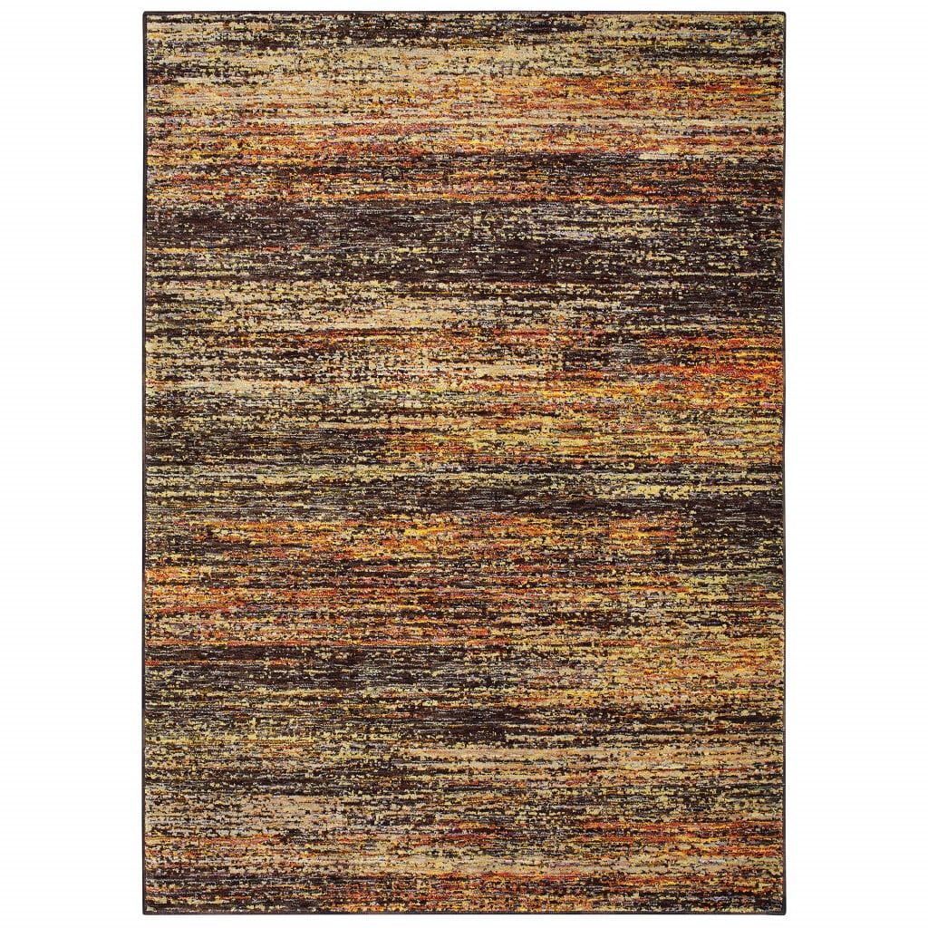 Gold and Slate Gray Abstract Stain-Resistant Area Rug