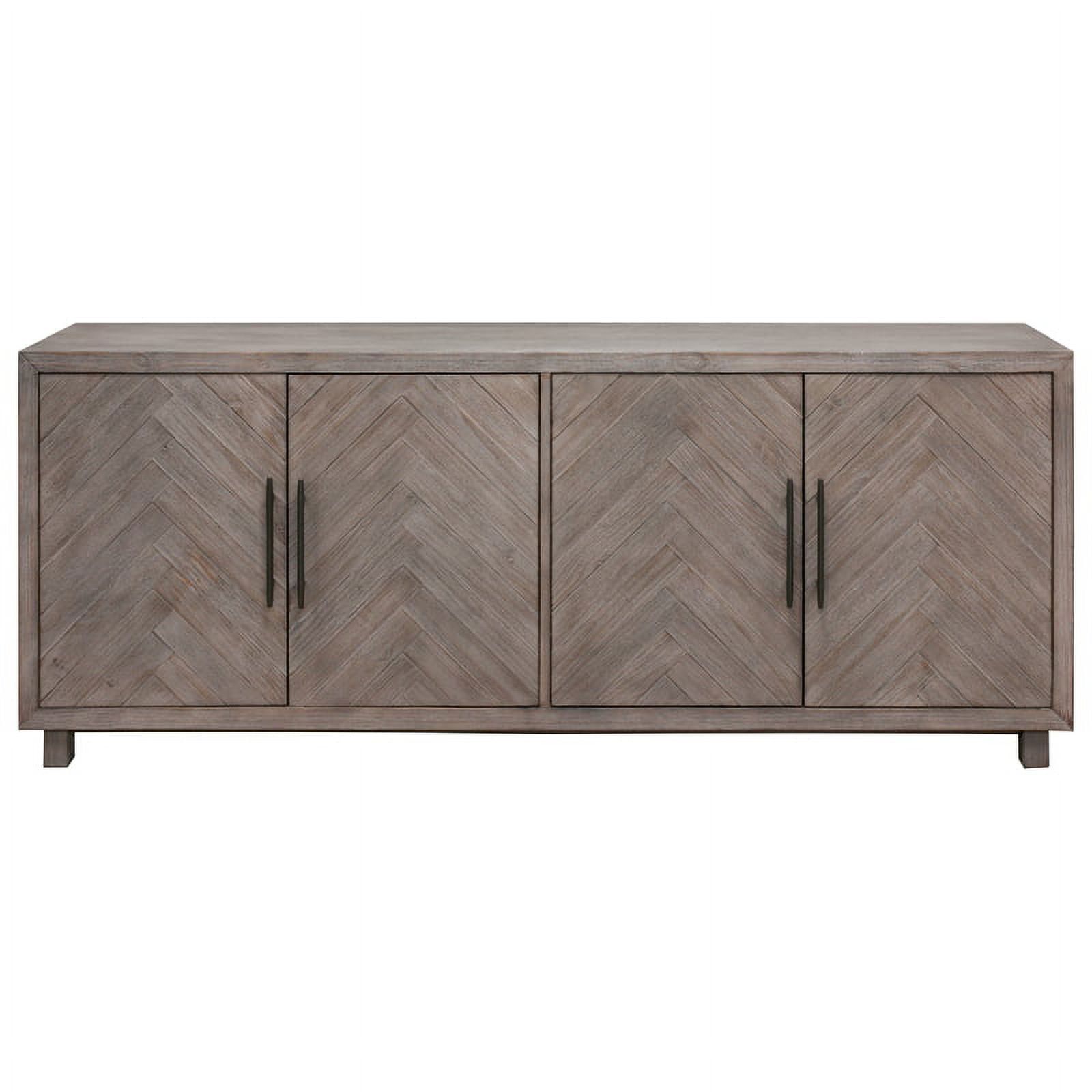 80" Gray Wood TV Console with Herringbone Doors