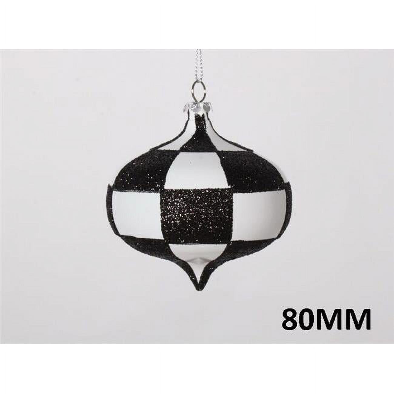 80mm Black and White Checkered Onion Ornament