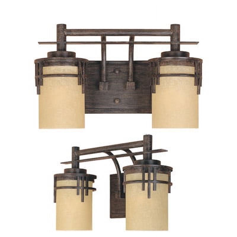 Mission Ridge Warm Mahogany 2-Light Wall Sconce with Goldenrod Glass