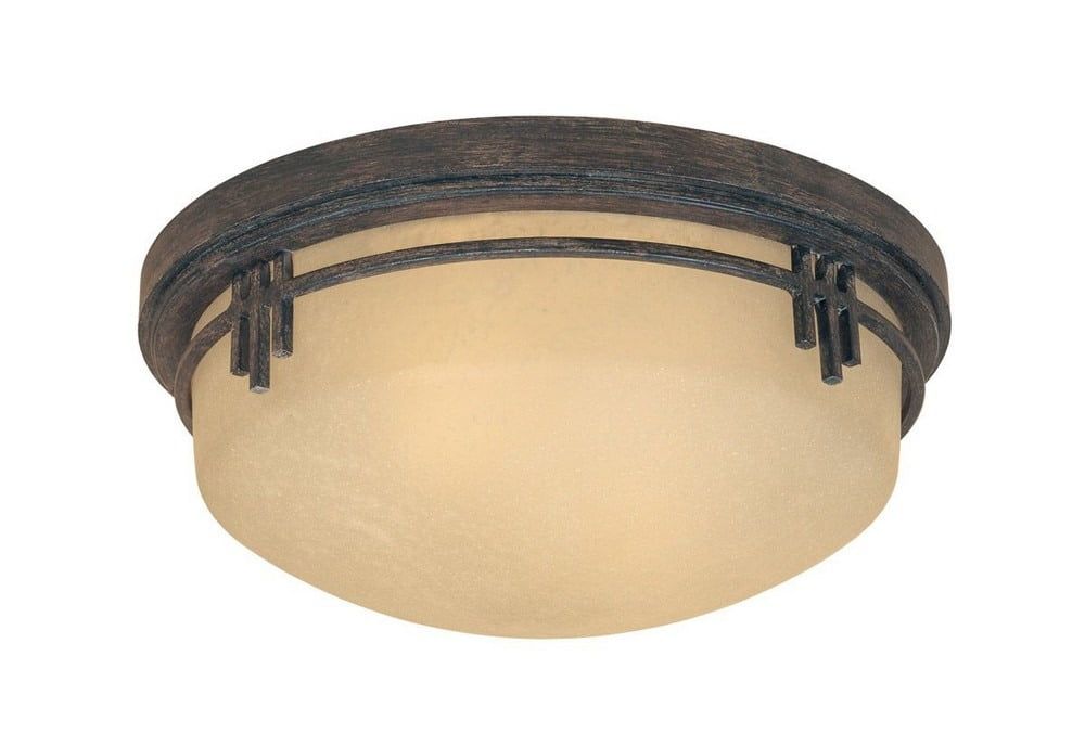 Mission Ridge Warm Mahogany 13" Glass Bowl Flush Mount Light