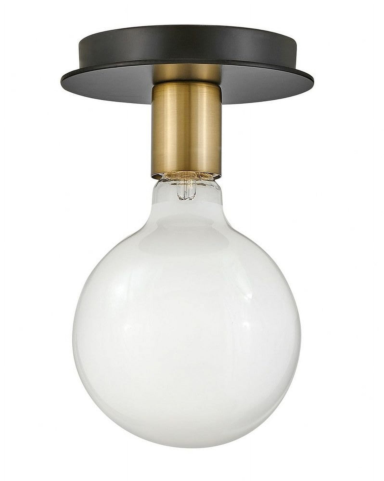 Lacquered Brass and Black Mid-Century Modern Flush Mount Light