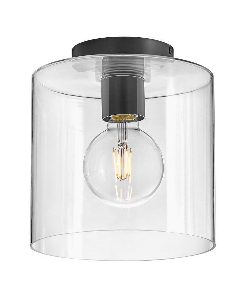 Pippa 8.5" Black and Clear Glass LED Flush Mount