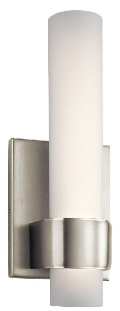 Brushed Nickel LED Wall Sconce with Etched Opal Glass