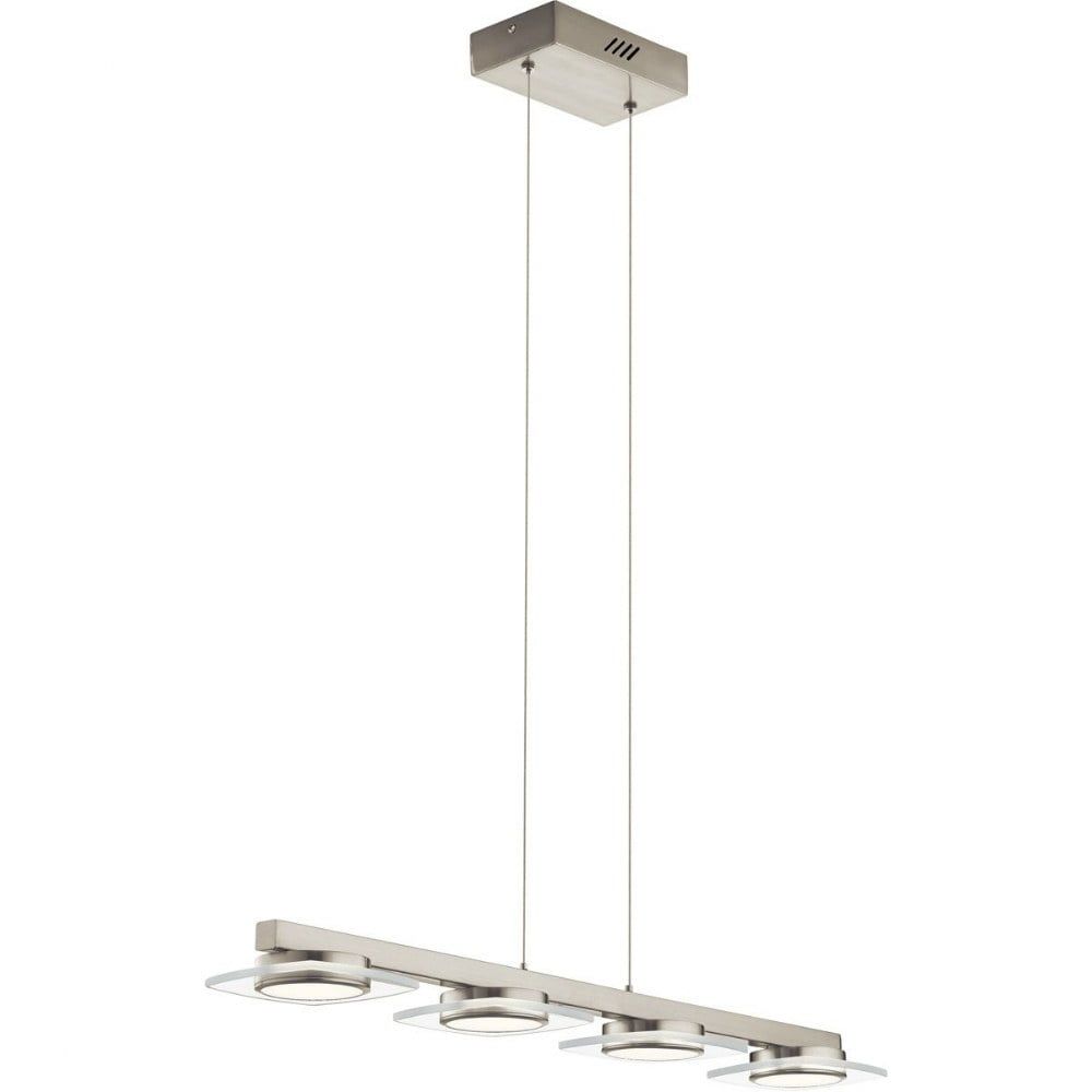 Brushed Nickel Crystal 4-Light LED Linear Chandelier