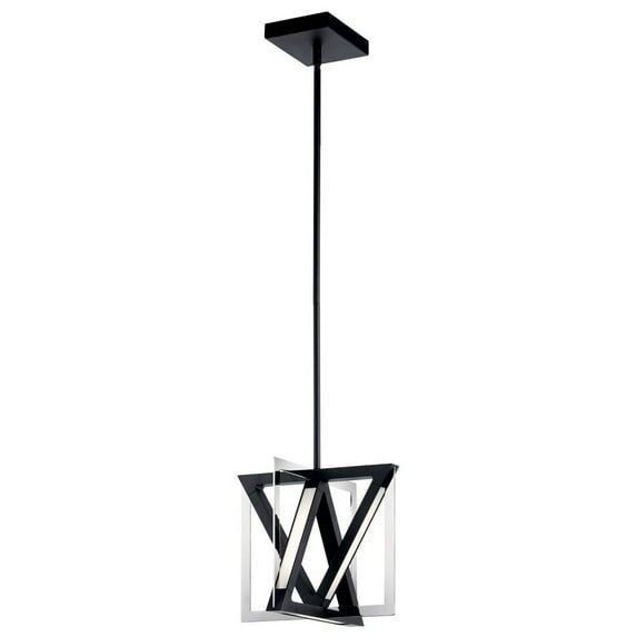 Axis Mini Matte Black LED Pendant with Etched Acrylic Shade