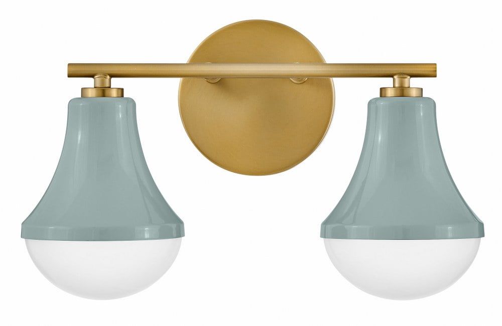 Seafoam and Brass 2-Light Dimmable Outdoor Vanity Light