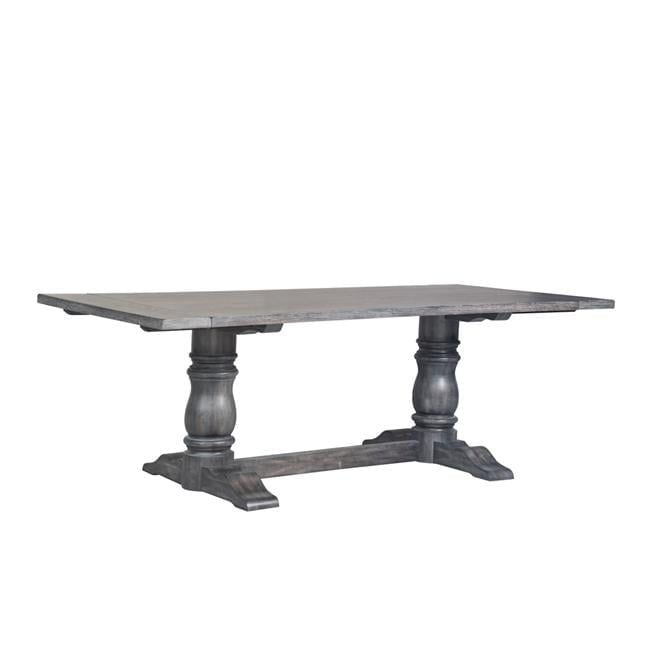 Reclaimed Oak Veneer 88'' Weathered Gray Industrial Dining Table