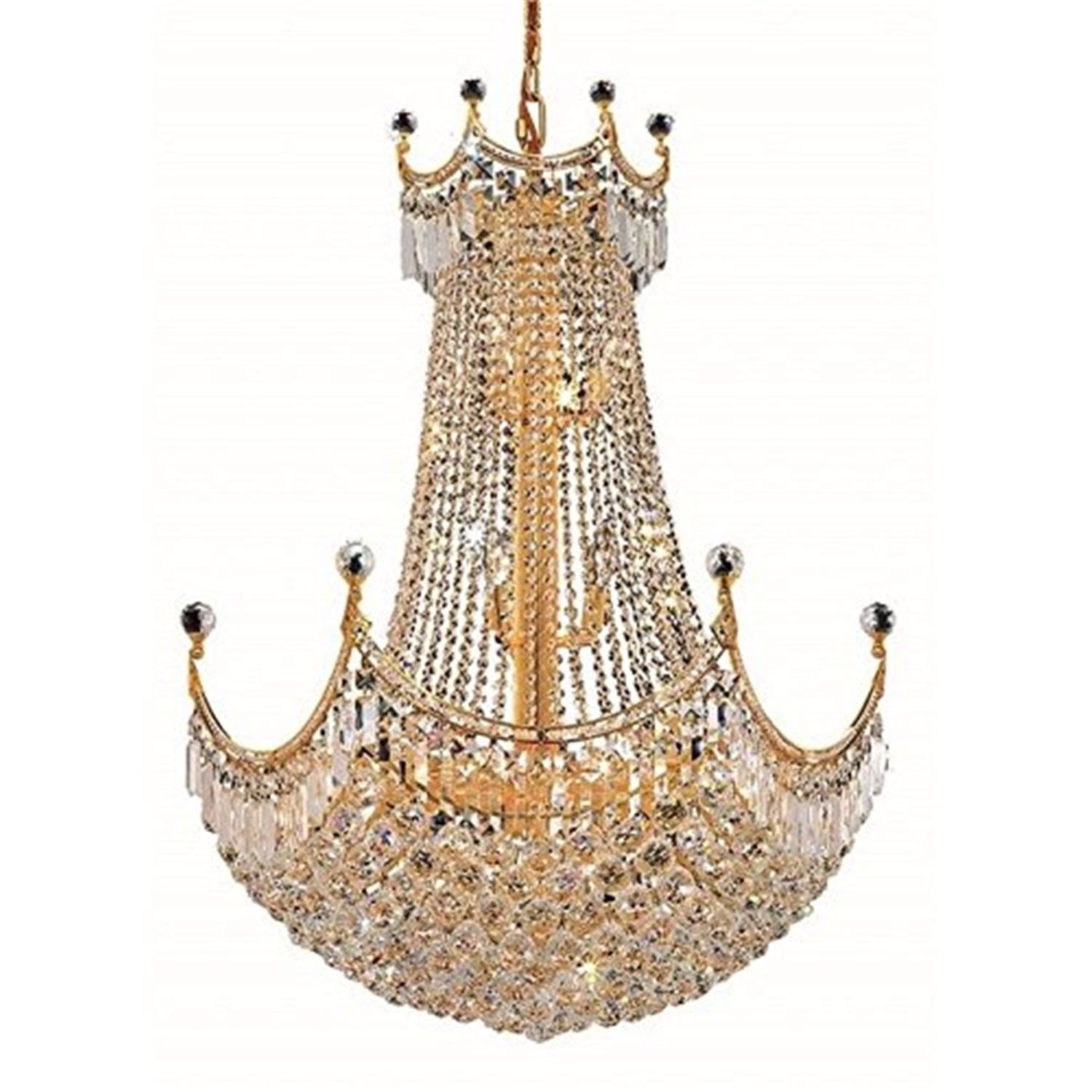 Gold Empire 24-Light Chandelier with Royal Cut Crystals