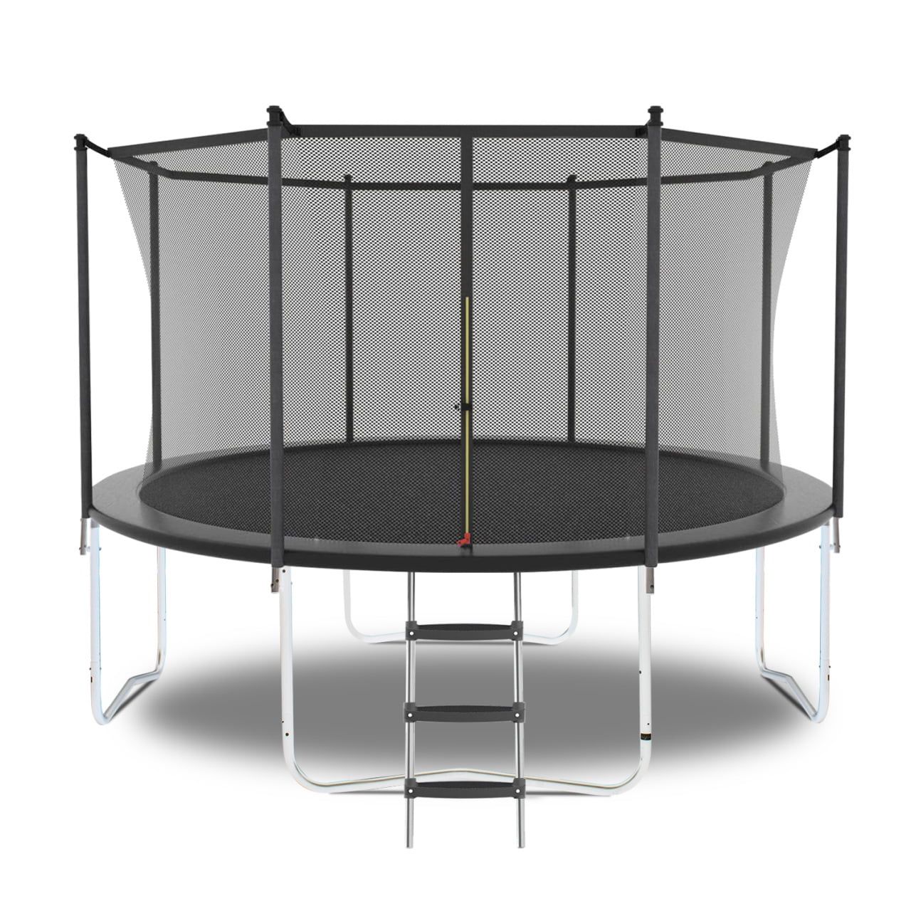 8FT Gray Round Trampoline with Safety Enclosure Net