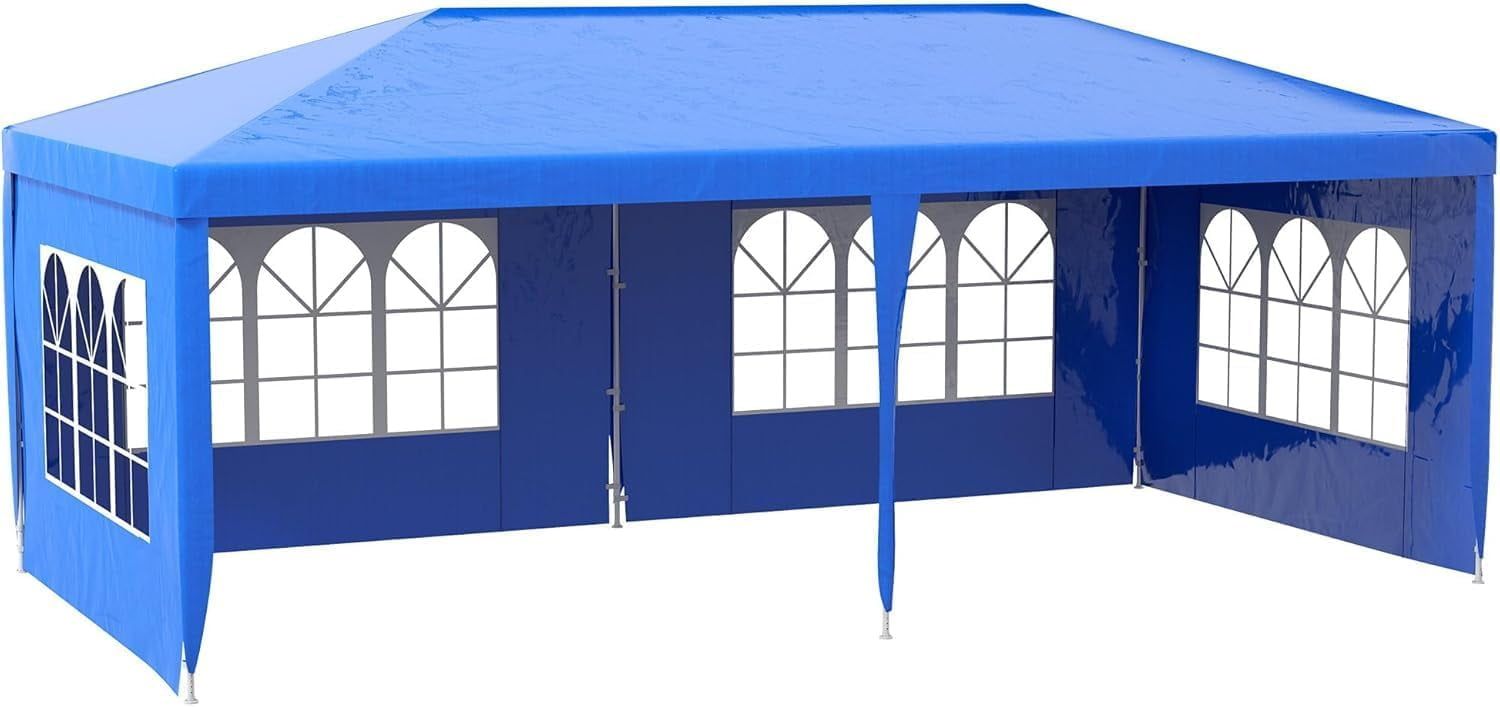 Large Blue Steel Frame Patio Canopy Tent with Sidewalls