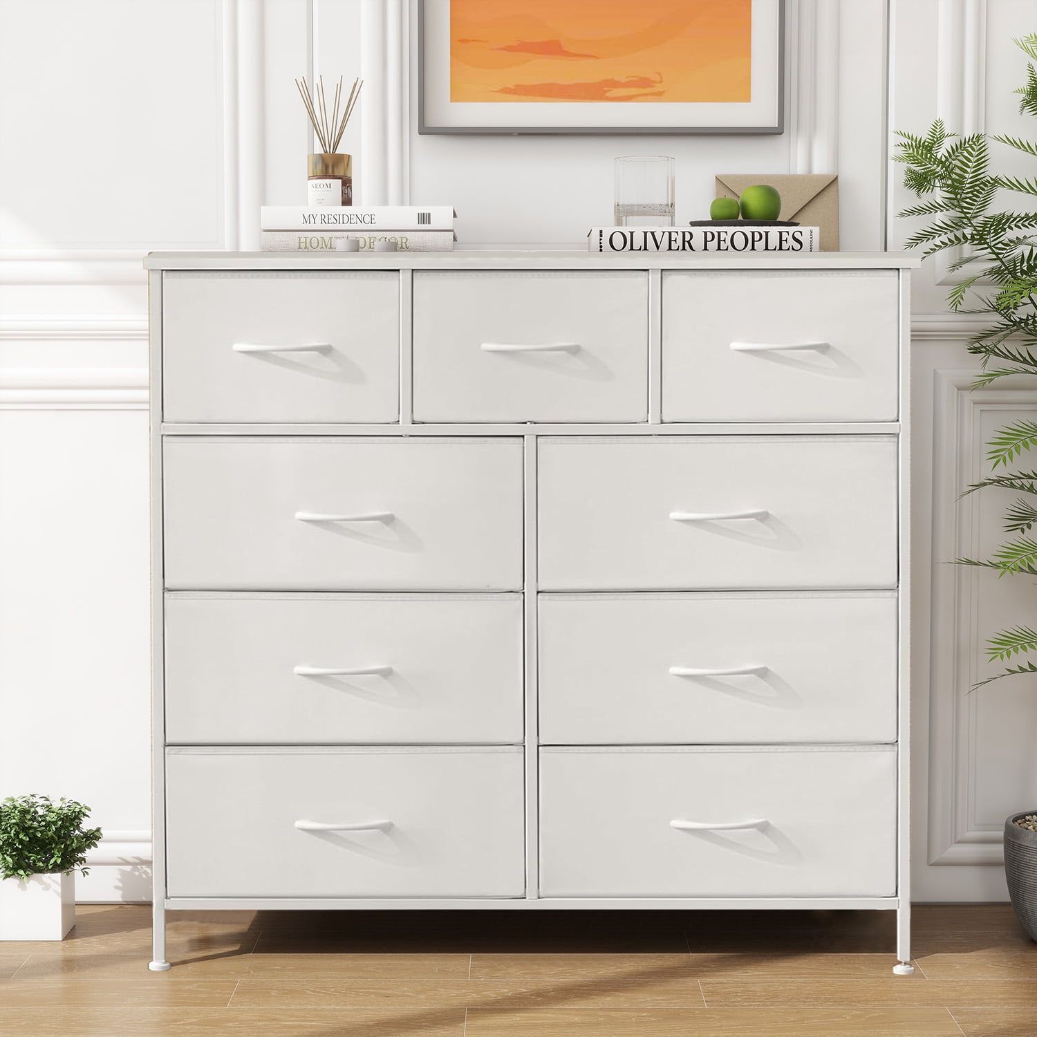 White 9-Drawer Nursery Chest with Deep Drawers and Levelers