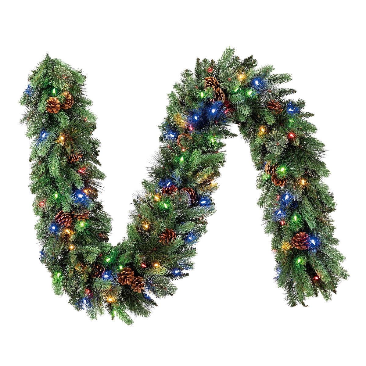 9' Pre-Lit LED Greenery Garland with Pinecones