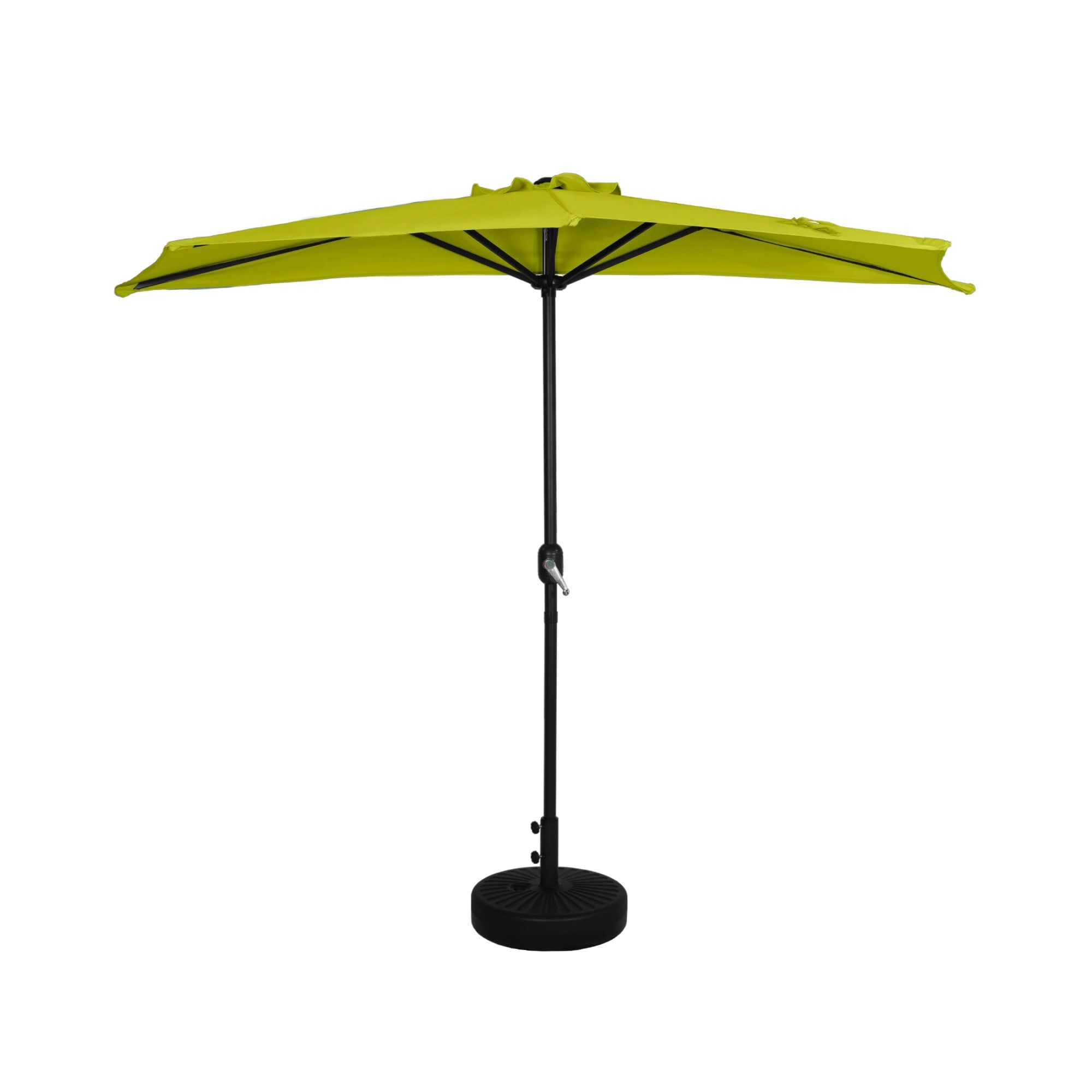 Lime Green 9 ft Half Round Patio Umbrella with Black Base