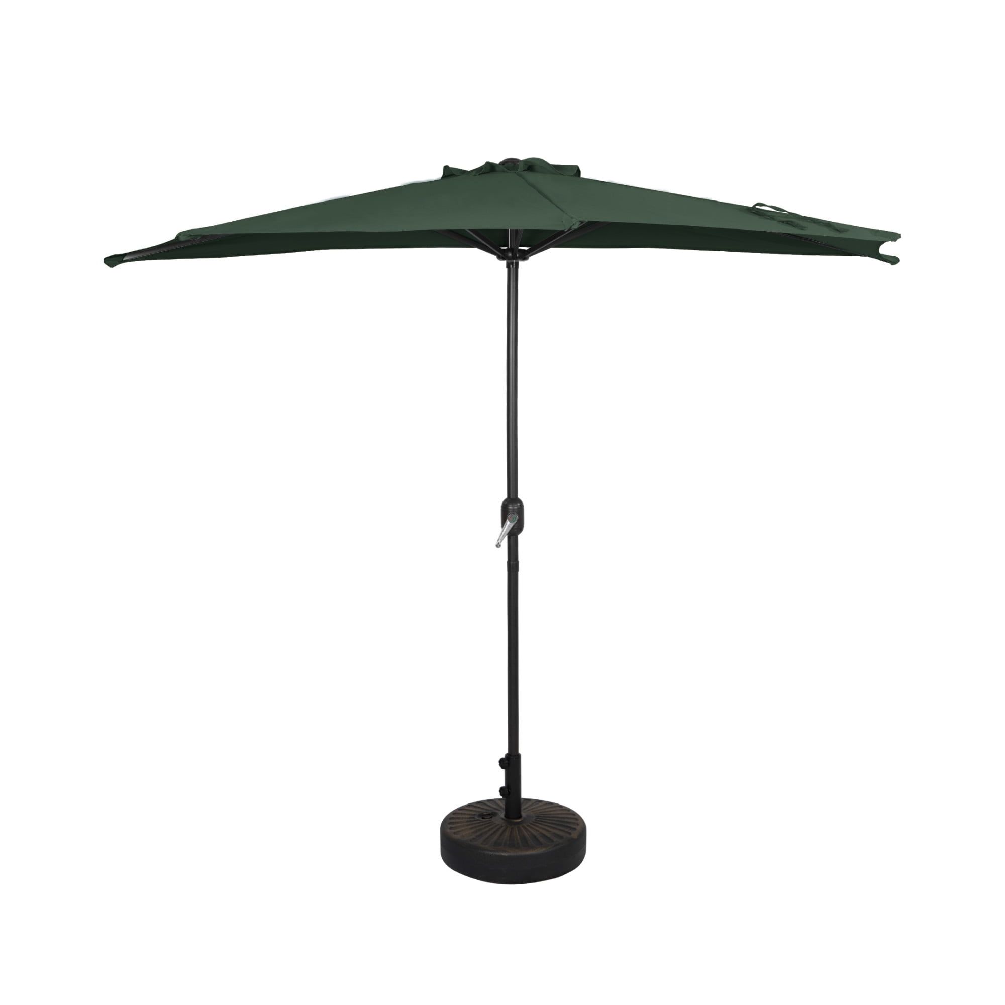 9 ft Dark Green Half Market Patio Umbrella with Bronze Base