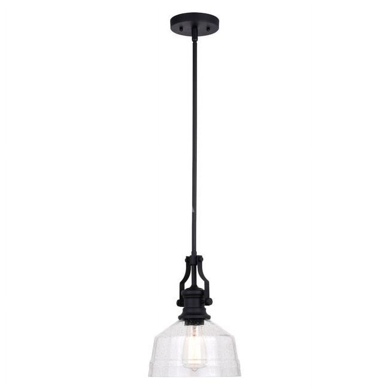 Beloit Matte Black Mini Pendant with Clear Seeded Glass