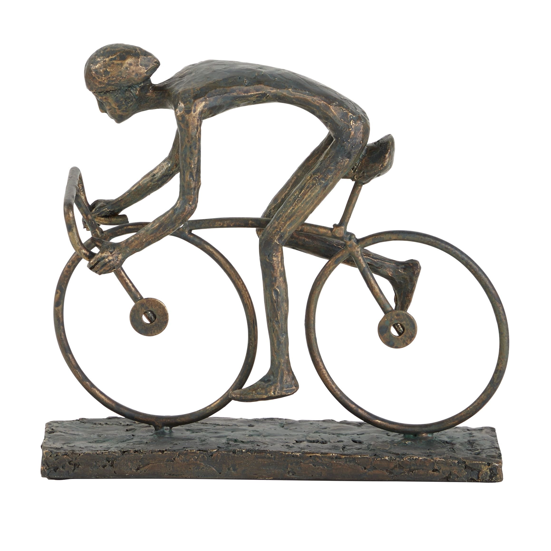 Bronze Cyclist 11" Metal Sculpture with Artistic Ambiance