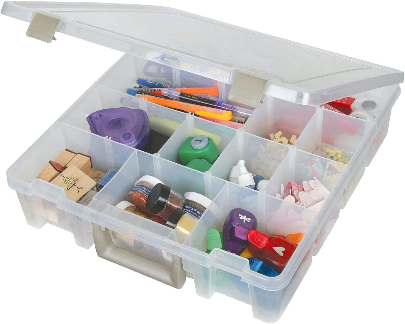 Clear Plastic Stackable Kids' Art & Craft Organizer with Removable Dividers