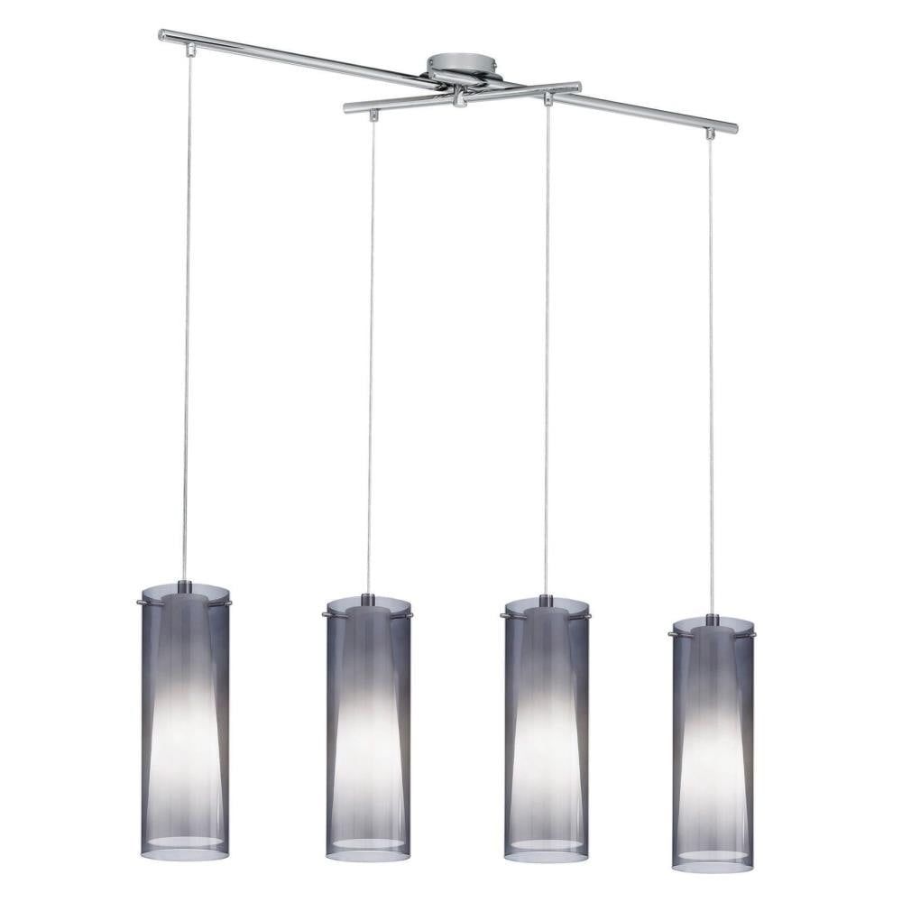 Pinto Nero Matte Nickel 36" Island Light with Smoked Glass Shades