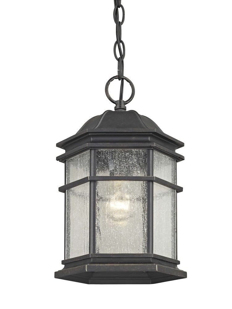 Barlow 12.75" Bronze Glass Indoor/Outdoor Hanging Lantern