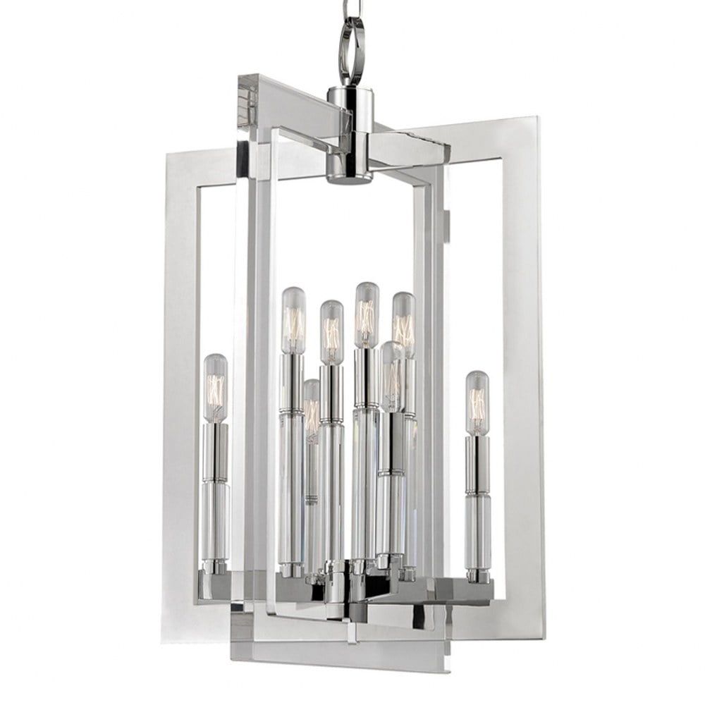 Sleek Polished Nickel 8-Light Indoor/Outdoor Chandelier