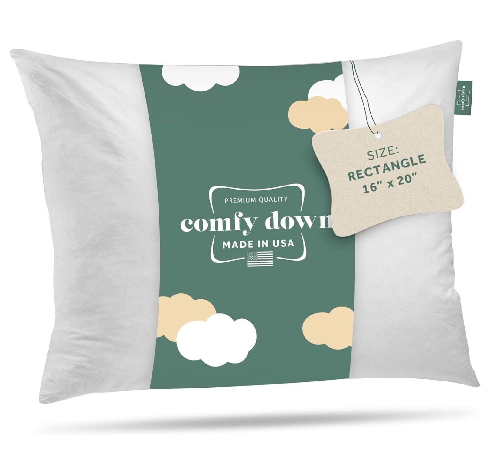 ComfyDown 16x20 White Cotton Feather Down Pillow Insert